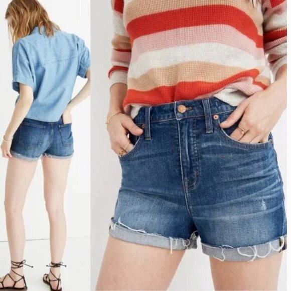 Madewell Cutoff Edition High-Rise Frayed Denim Jean Shorts Glenoaks Wash - Picture 1 of 10